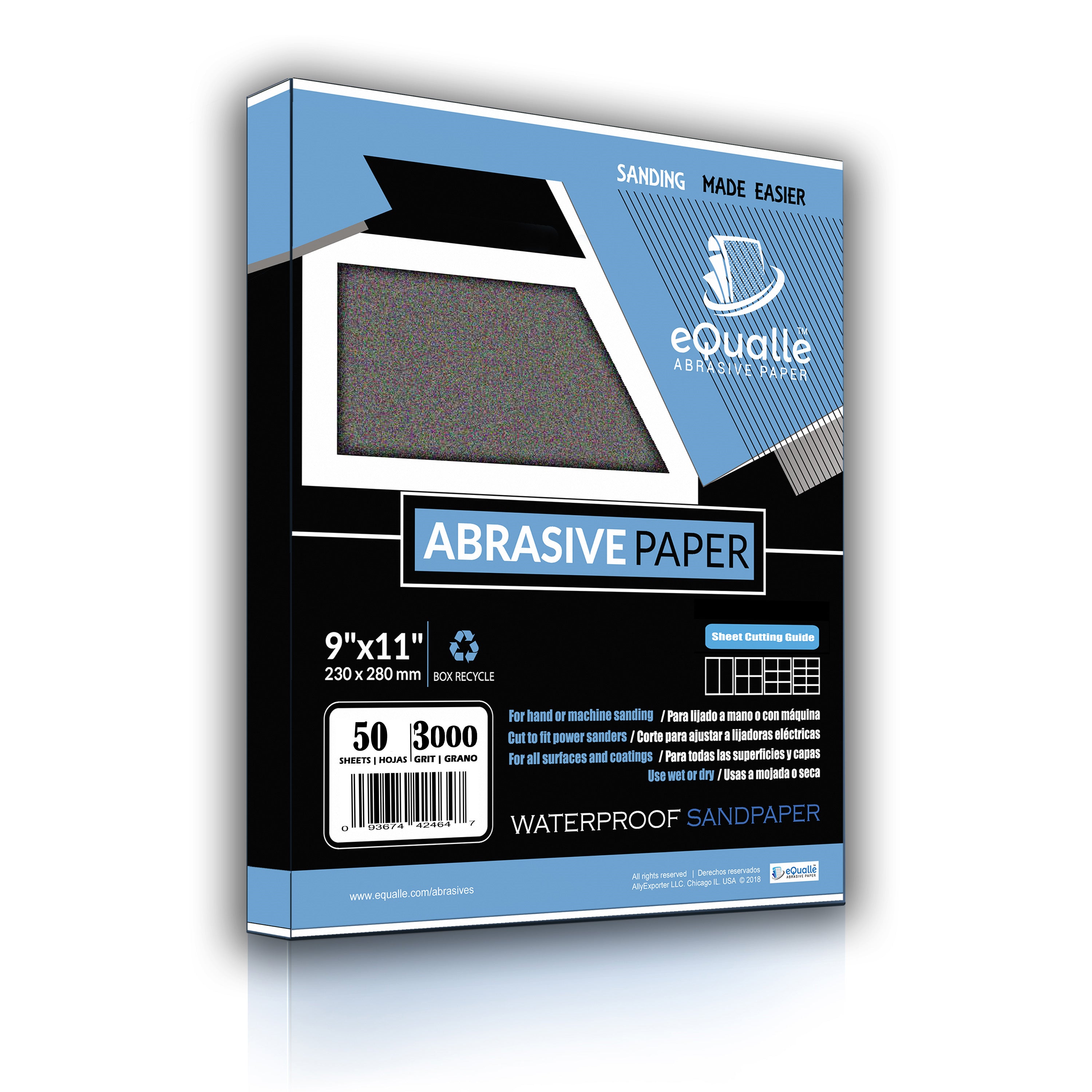 3000 Grit Sandpaper Sheets – 50 Pack, 9x11 in, Flexible Latex Backing for Wet or Dry Use