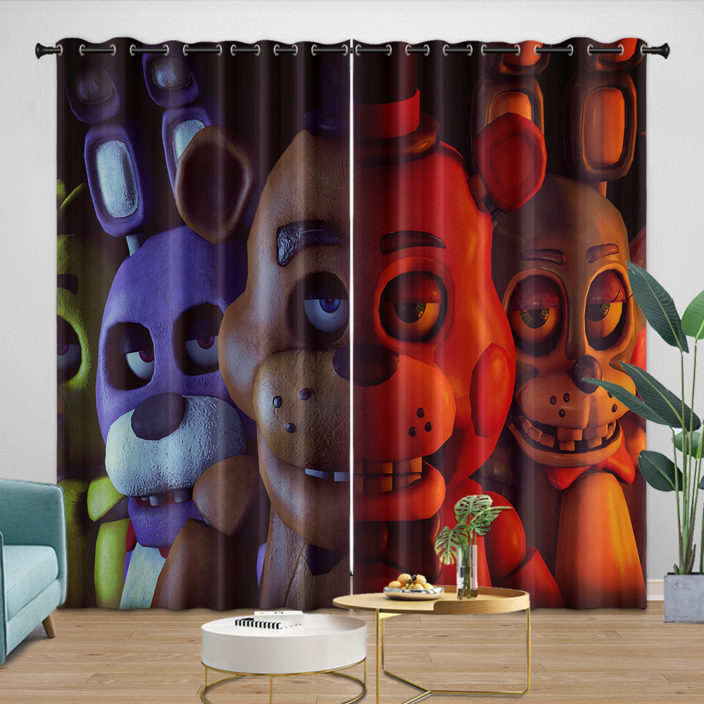 Game Five Nights At Freddys Curtains Pattern Blackout Window Drapes
