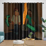 Game Minecraft Curtains Blackout Window Drapes Kids Room Decoration