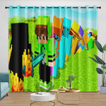Game Minecraft Curtains Blackout Window Drapes Kids Room Decoration