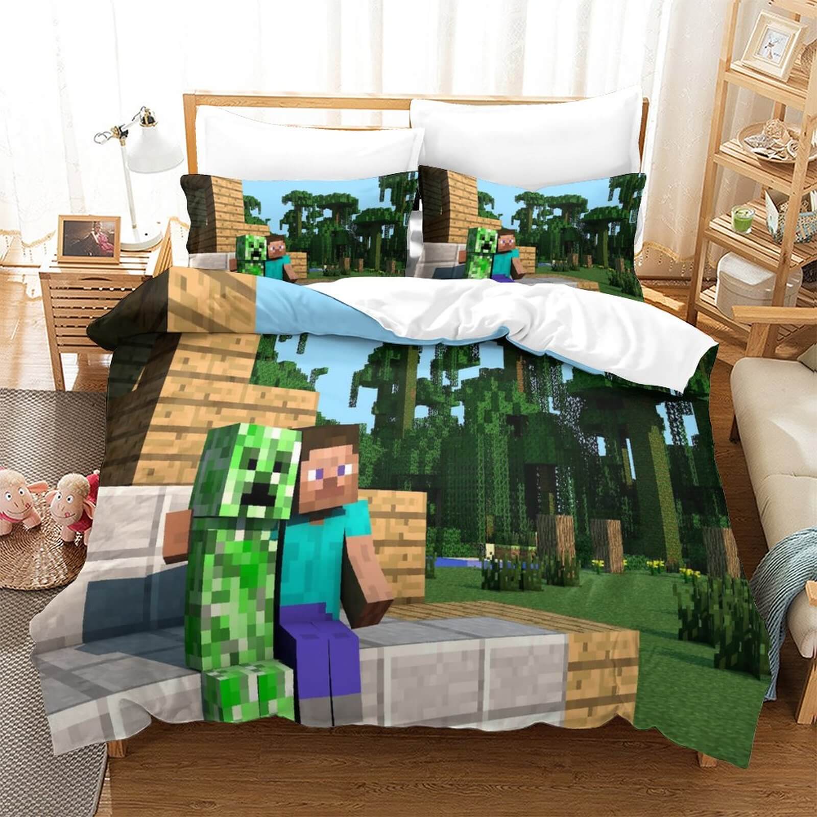 Game Minecraft Pattern Bedding Set Quilt Cover Without Filler