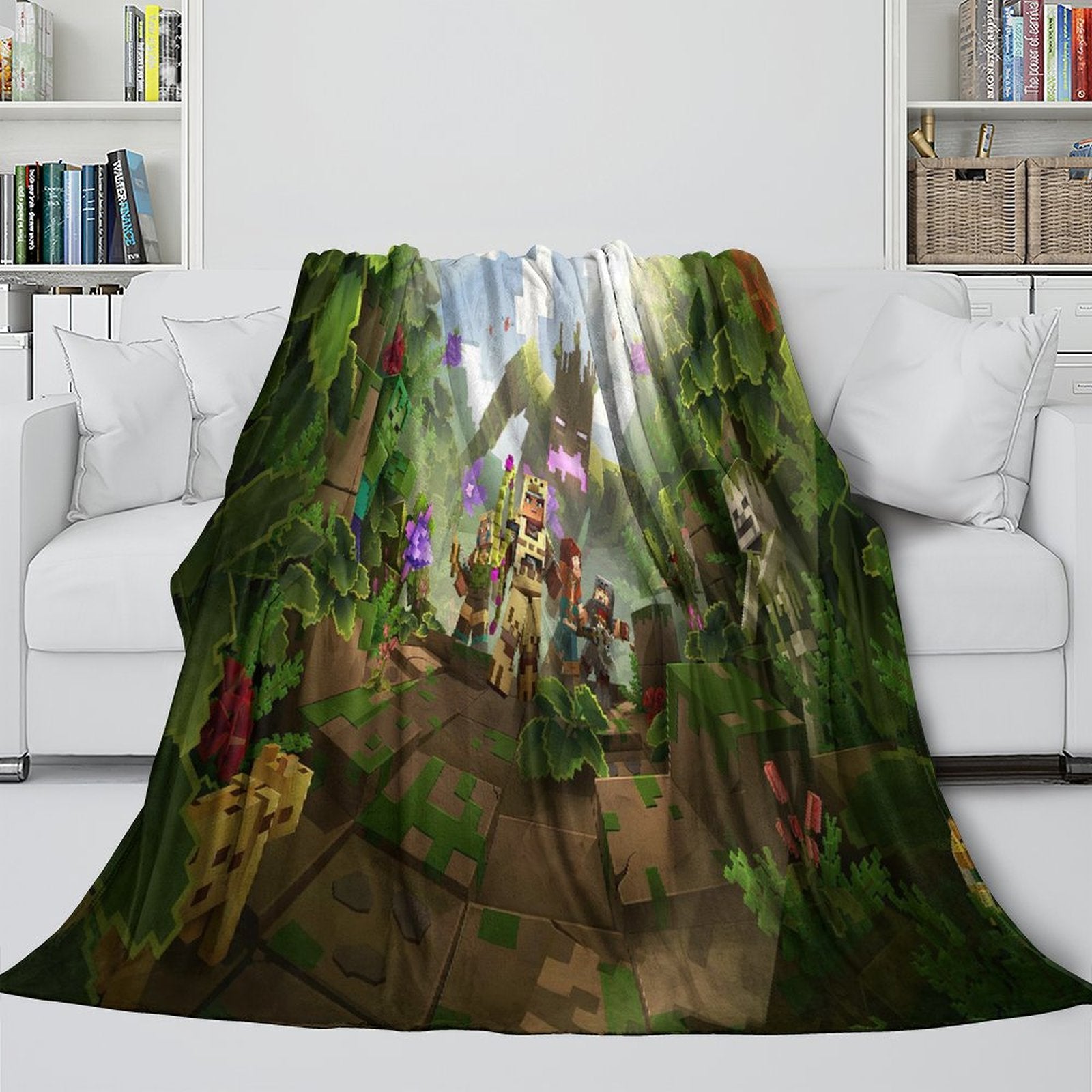 Game Pattern Minecraft Blanket Flannel Kids Room Throw