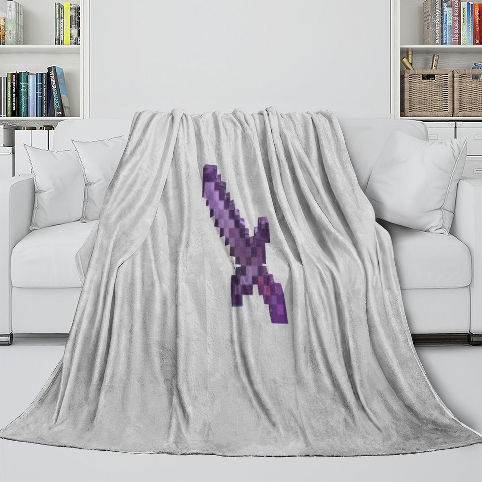 Game Pattern Minecraft Blanket Flannel Throw Kids Room Decoration