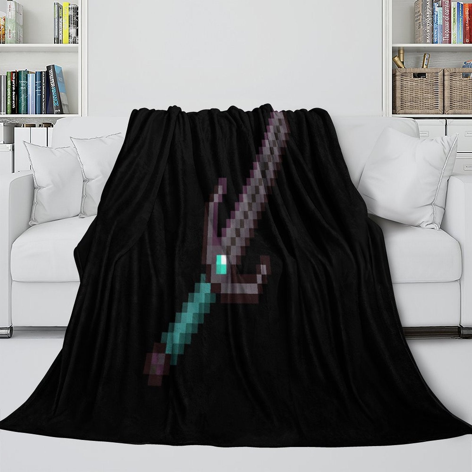 Game Pattern Minecraft Blanket Flannel Throw Kids Room Decoration