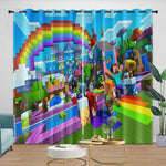 Game Pattern Minecraft Curtains Window Drapes Kids Room Decoration