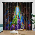 Game Pattern Minecraft Curtains Window Drapes Kids Room Decoration