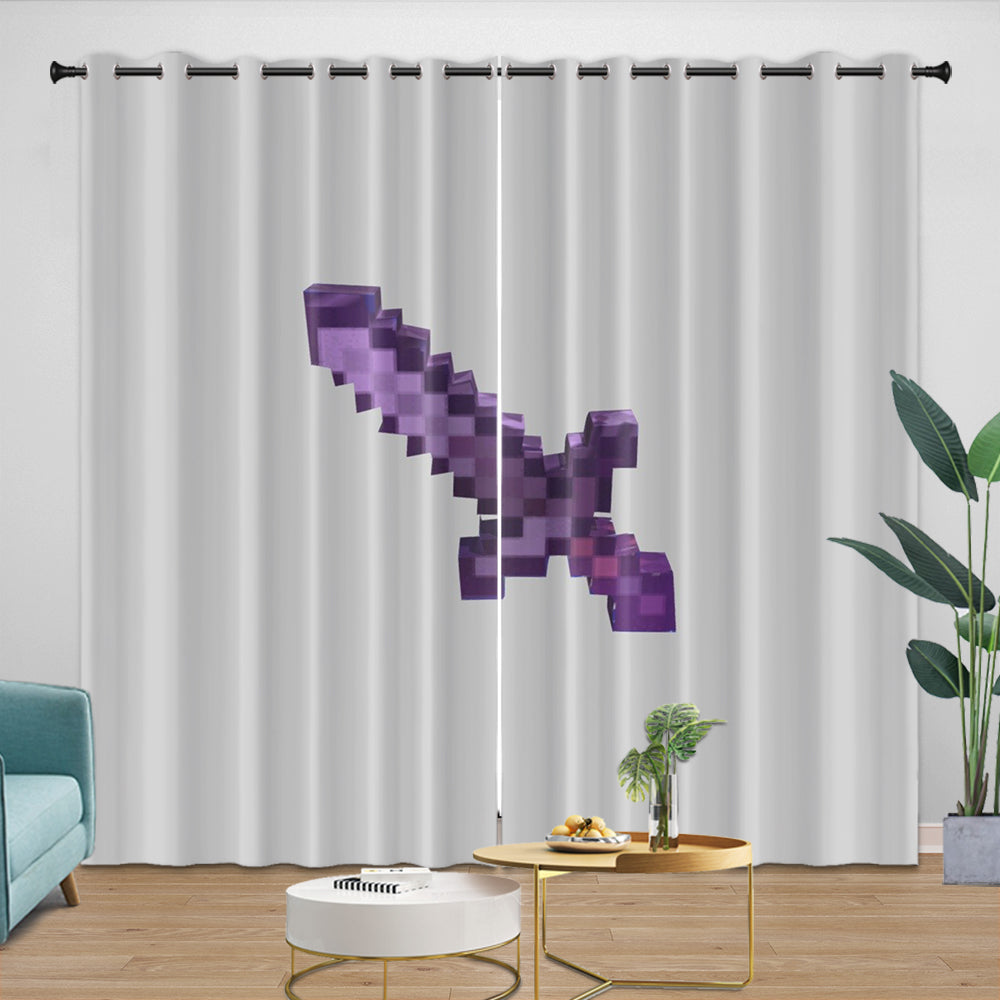 Game Pattern Minecraft Curtains Window Drapes Room Decoration