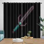 Game Pattern Minecraft Curtains Window Drapes Room Decoration