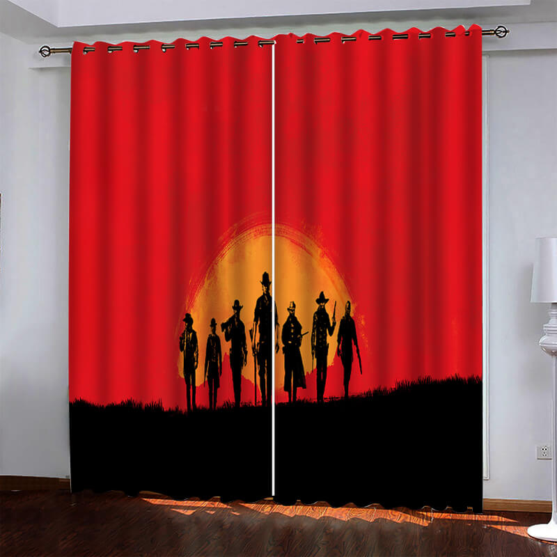 Game Red Dead Pattern Curtains Blackout Window Drapes