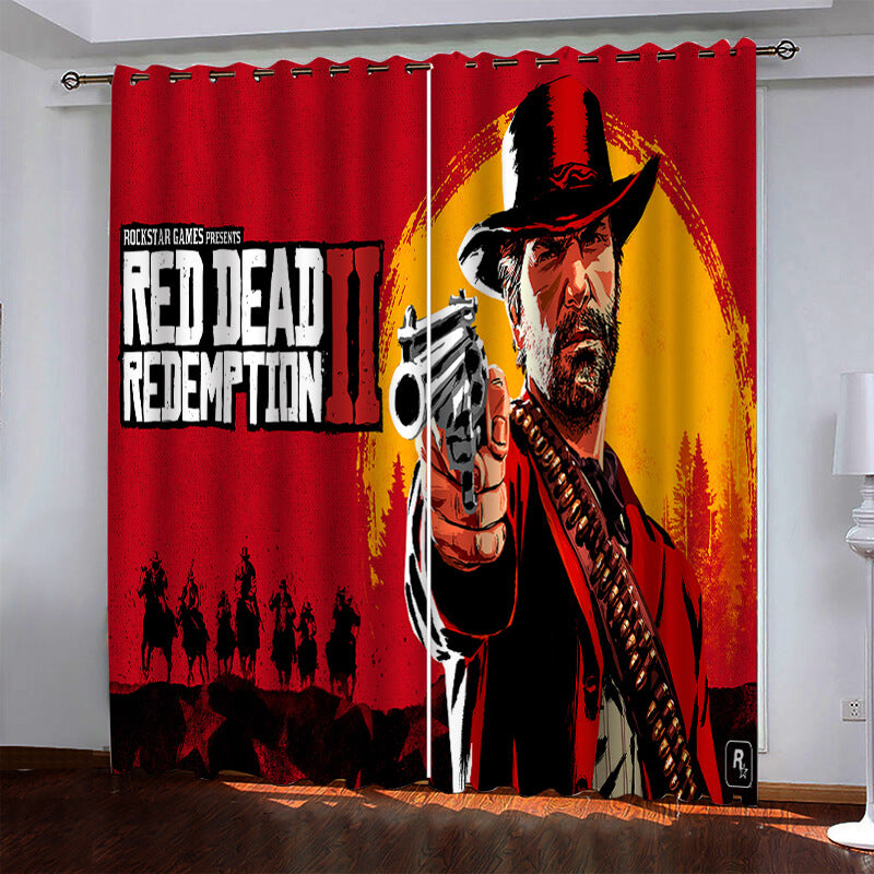 Game Red Dead Pattern Curtains Blackout Window Drapes