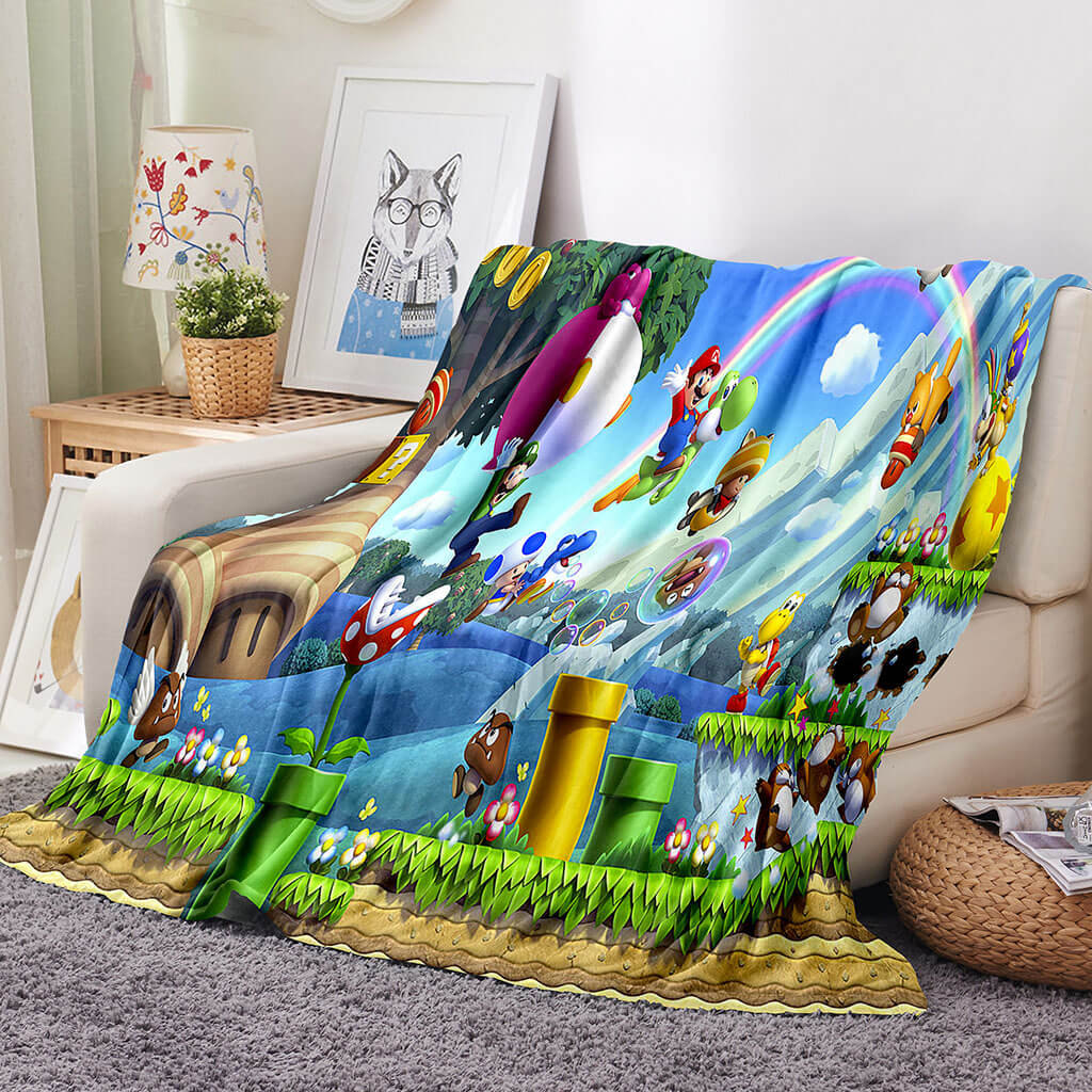 Game Super Mario Blanket Flannel Throw Room Decoration