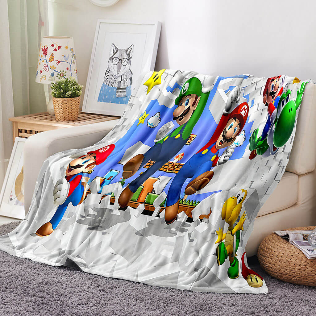 Game Super Mario Blanket Flannel Throw Room Decoration