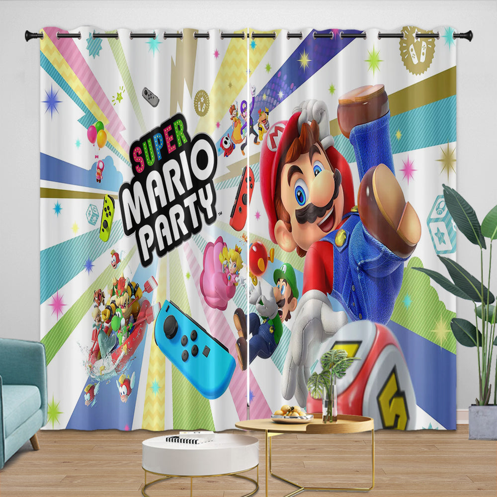 Game Super Mario Curtains Blackout Kids Room Window Drapes