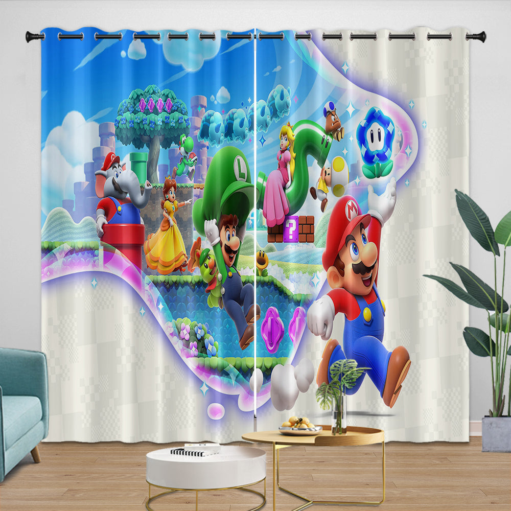 Game Super Mario Curtains Blackout Kids Room Window Drapes