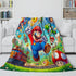Game Super Mario Pattern Blanket Flannel Throw Kids Room Decoration