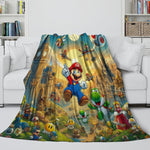 Game Super Mario Pattern Blanket Flannel Throw Kids Room Decoration