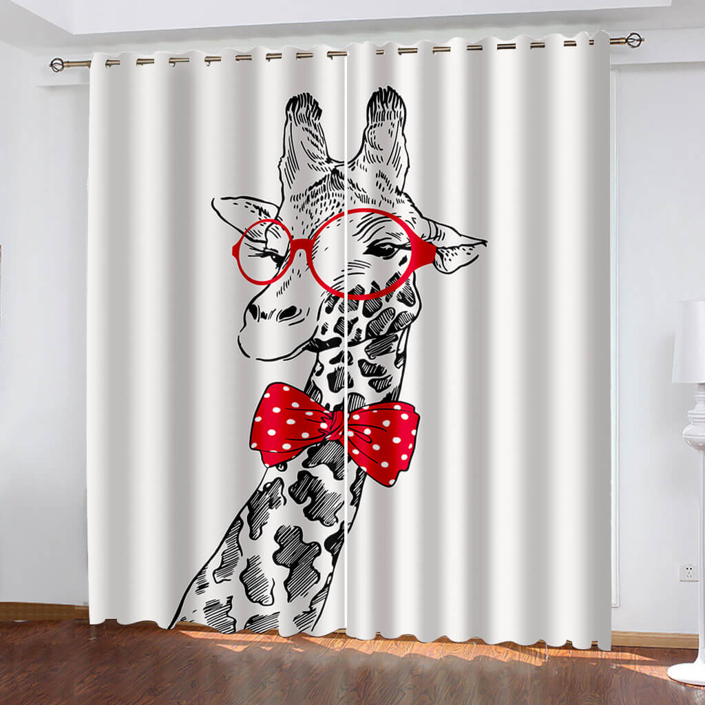 Giraffe Curtains Pattern Blackout Window Drapes