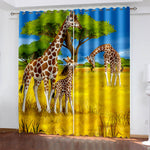 Giraffe Curtains Pattern Blackout Window Drapes