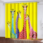 Giraffe Curtains Pattern Blackout Window Drapes