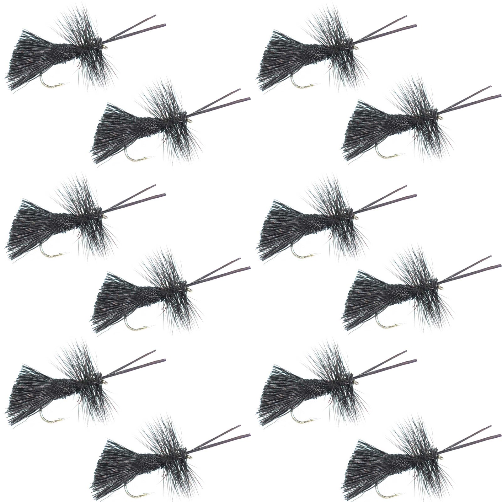 Goddard Caddis Black Dry Fly - 12 Flies Hook Size 12