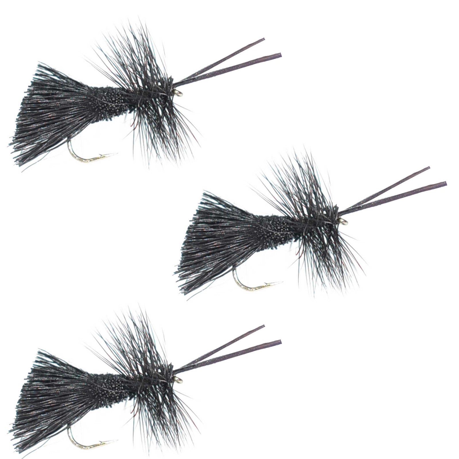 3 Pack Goddard Caddis Black Dry Fly - Hook Size 14