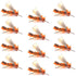 Orange Godzilla Hopper - Foam Grasshopper or Adult Salmonfly Fly Pattern - 1 Dozen Flies Hook Size 10