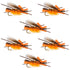 Orange Godzilla Hopper - Foam Grasshopper or Adult Salmonfly Fly Pattern - 6 Flies Hook Size 10