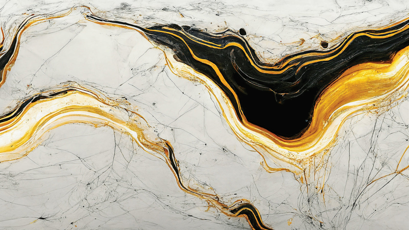 Luxurious Marble Wallpaper. Gold and Black Marble Slate Wall Mural. #6735