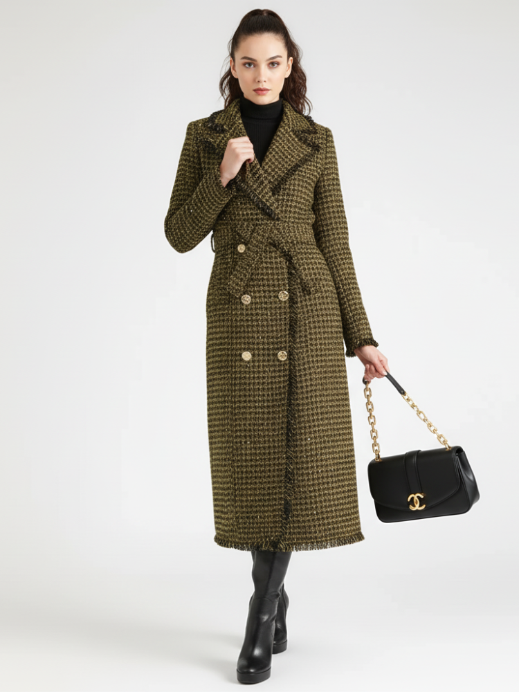 Golden Plaid Trench Coat, Upper East Side | Women - BYMANYC ® New York