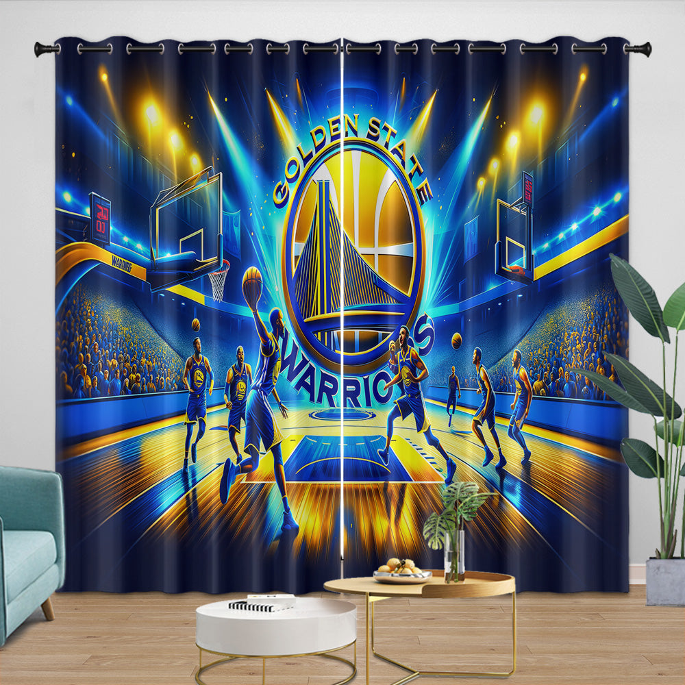 Golden State Warriors Curtains Blackout Window Drapes Room Decoration
