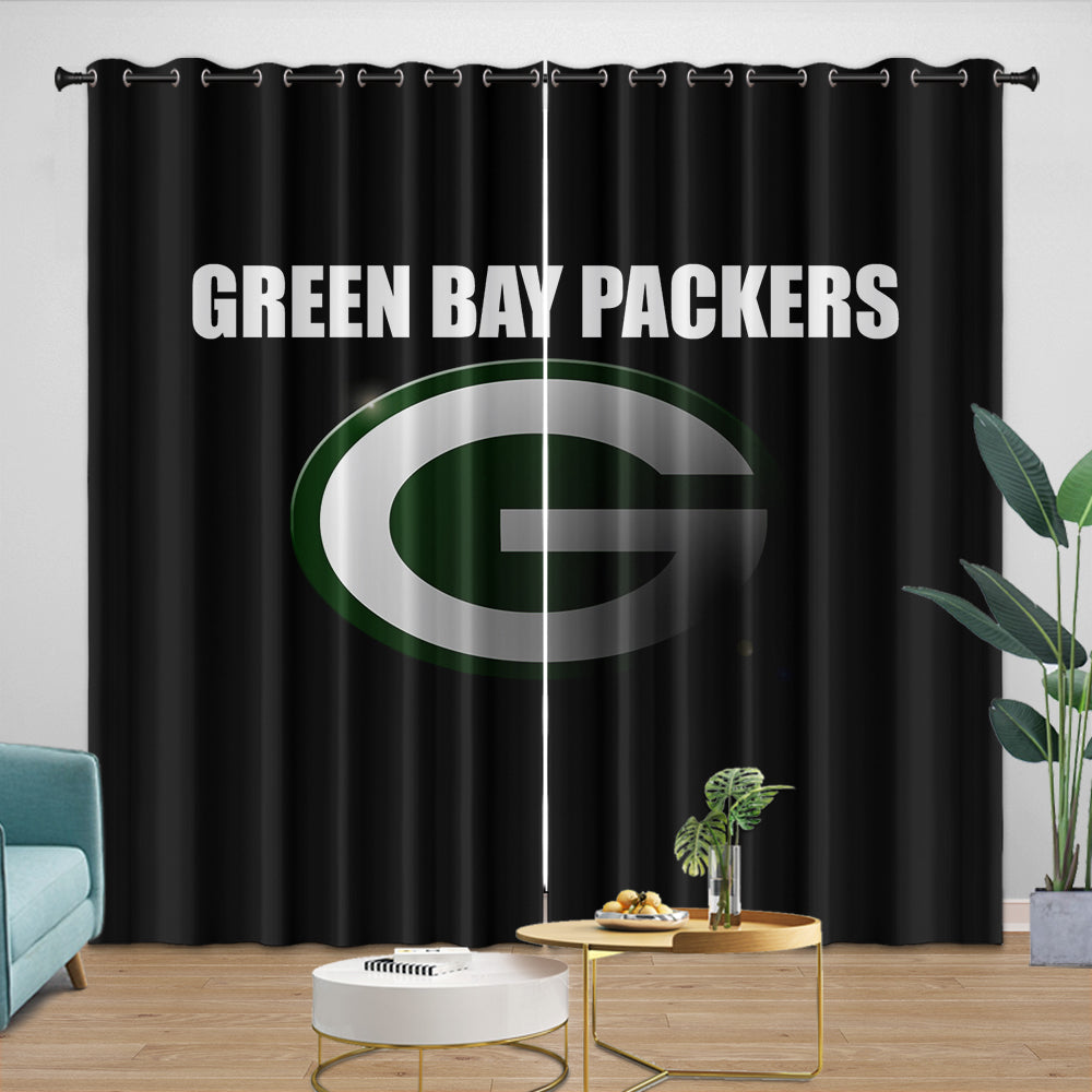 Green Bay Packers Curtains Blackout Window Drapes Room Decoration