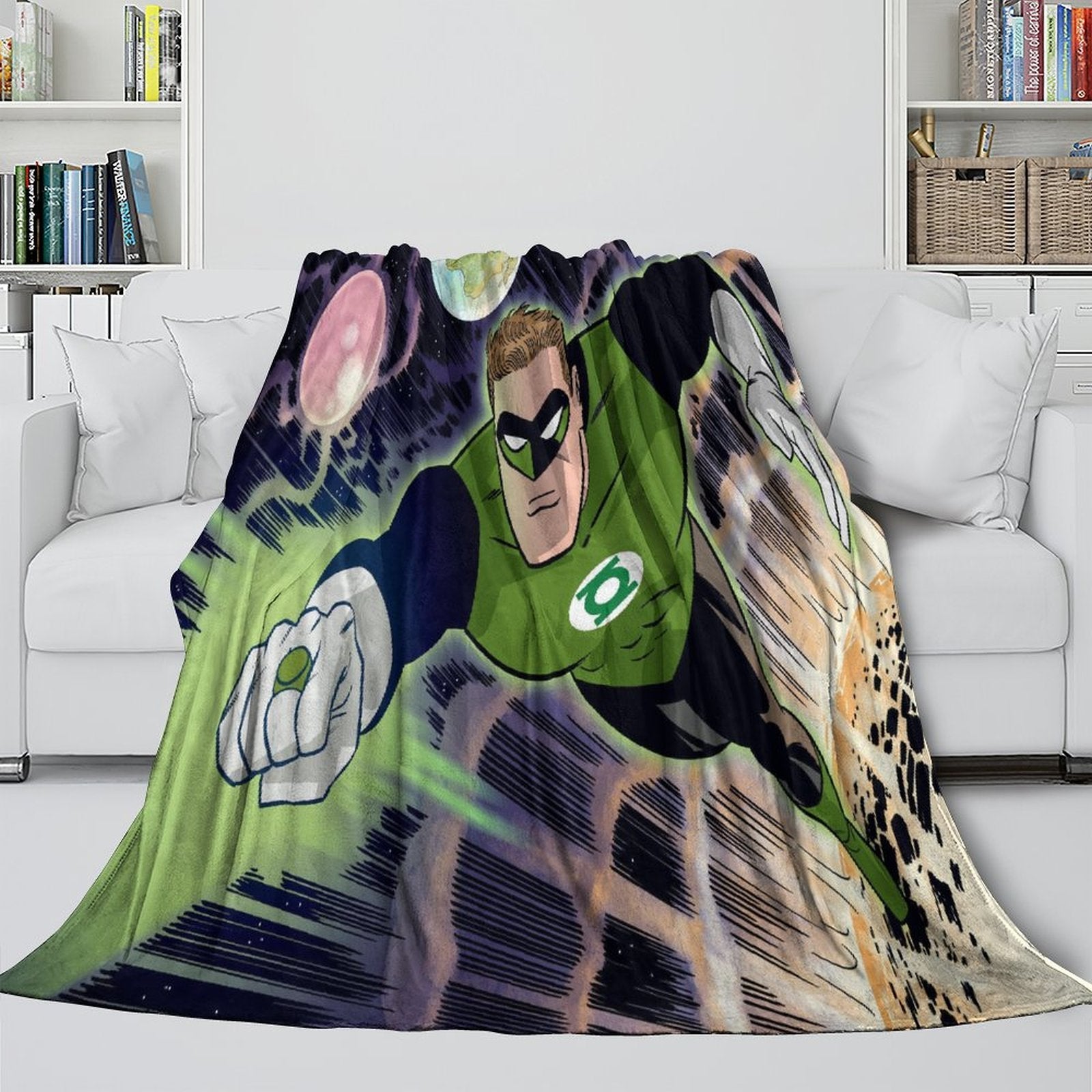 Green Lantern Blanket Flannel Throw Kids Room Decoration