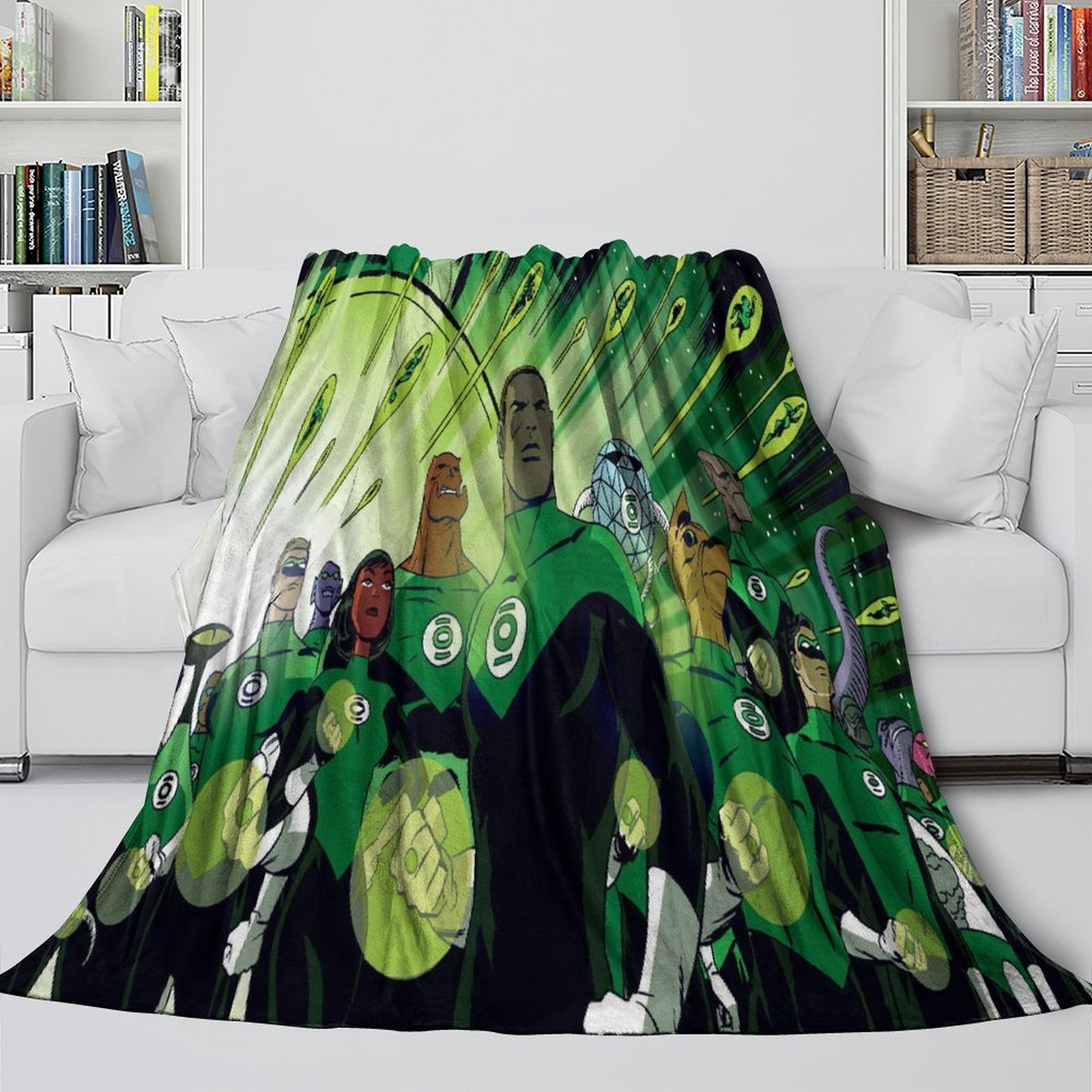 Green Lantern Blanket Flannel Throw Kids Room Decoration