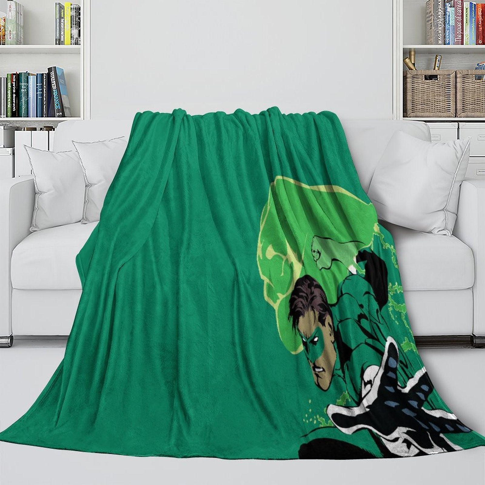 Green Lantern Blanket Flannel Throw Kids Room Decoration
