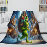Grinch Blanket Pattern Flannel Throw Kids Room Decoration