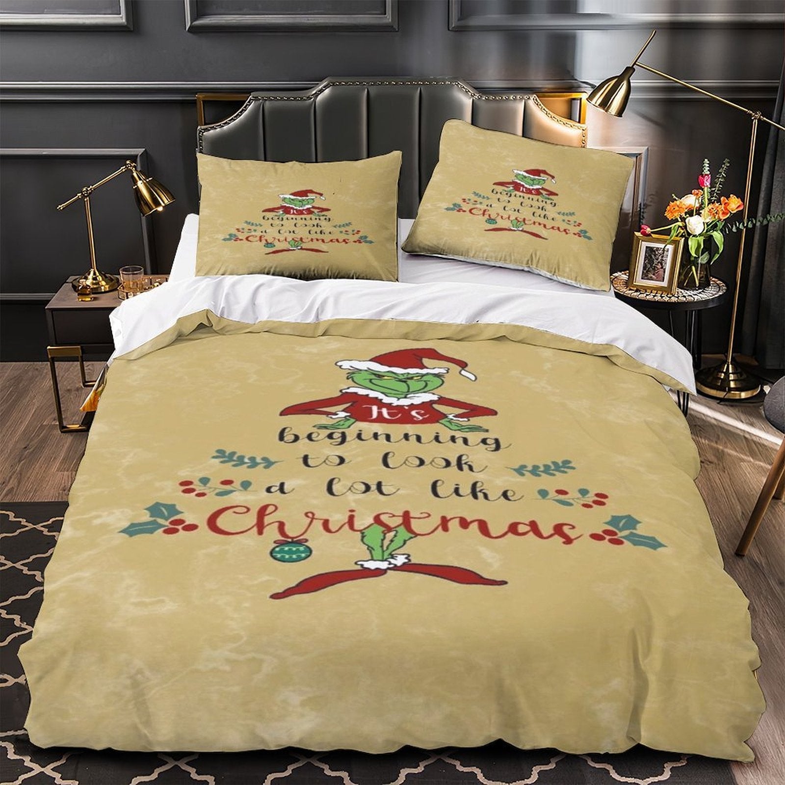 Grinch Duvet Cover Kids Room Bedding Set Without Filler