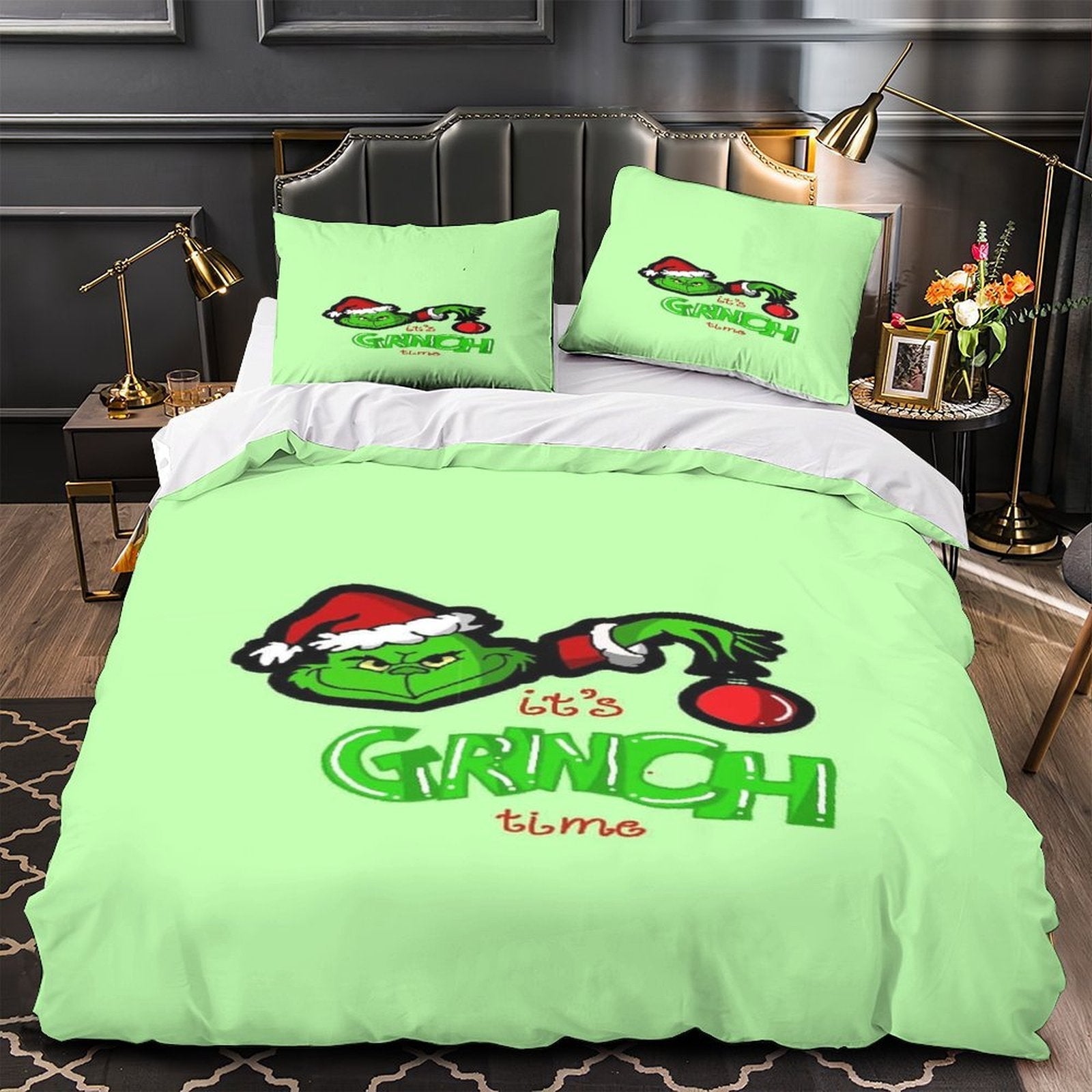 Grinch Duvet Cover Kids Room Bedding Set Without Filler
