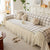 Grid Sofa Cover with Ruffle Skirt – Soft, Decorative, Full-Cover Couch Protector