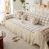 Grid Sofa Cover with Ruffle Skirt – Soft, Decorative, Full-Cover Couch Protector