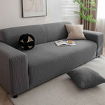 3D Grid Jacquard Sofa Cover, High Stretch Plush Waffle Couch Slipcover with Tie Straps