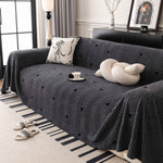 Thick Plush Sofa Cover Throw for Couch, 3D Textured Herringbone Washable Slipcover