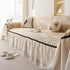 Leaf Jacquard Sofa Cover with Ruffle Skirt – Non-Slip Couch Protector with Sheer Hem