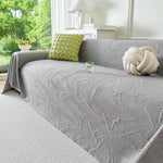 Embossed Leaf Pattern Sofa Cover Blanket for Couch, Soft Cooling Textured Couch Cover
