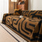 Modern Boho Chenille Sofa Cover Throw Blanket, Abstract Geometric Pattern Couch Cover