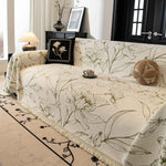 Large Floral Sofa Cover Throw Blanket, Plush Jacquard Non-Shedding Couch Cover for Pets