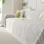 Summer Cooling Ice Silk Sofa Cover, Textured Stripe Soft Breathable Couch Throw Cover