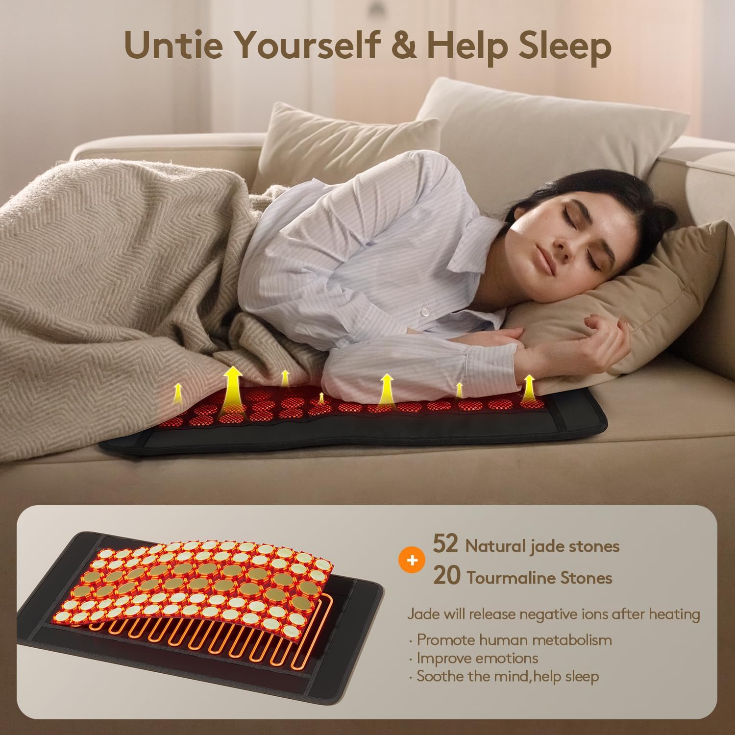 Far Infrared Natural Jade and Tourmaline Heating Pad, 23.5