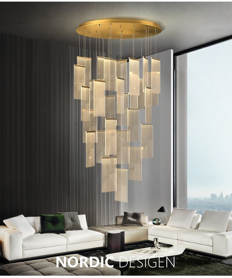 12 Lights -Luxury modern LED chandelier for staircase, lobby, living room, stairwell