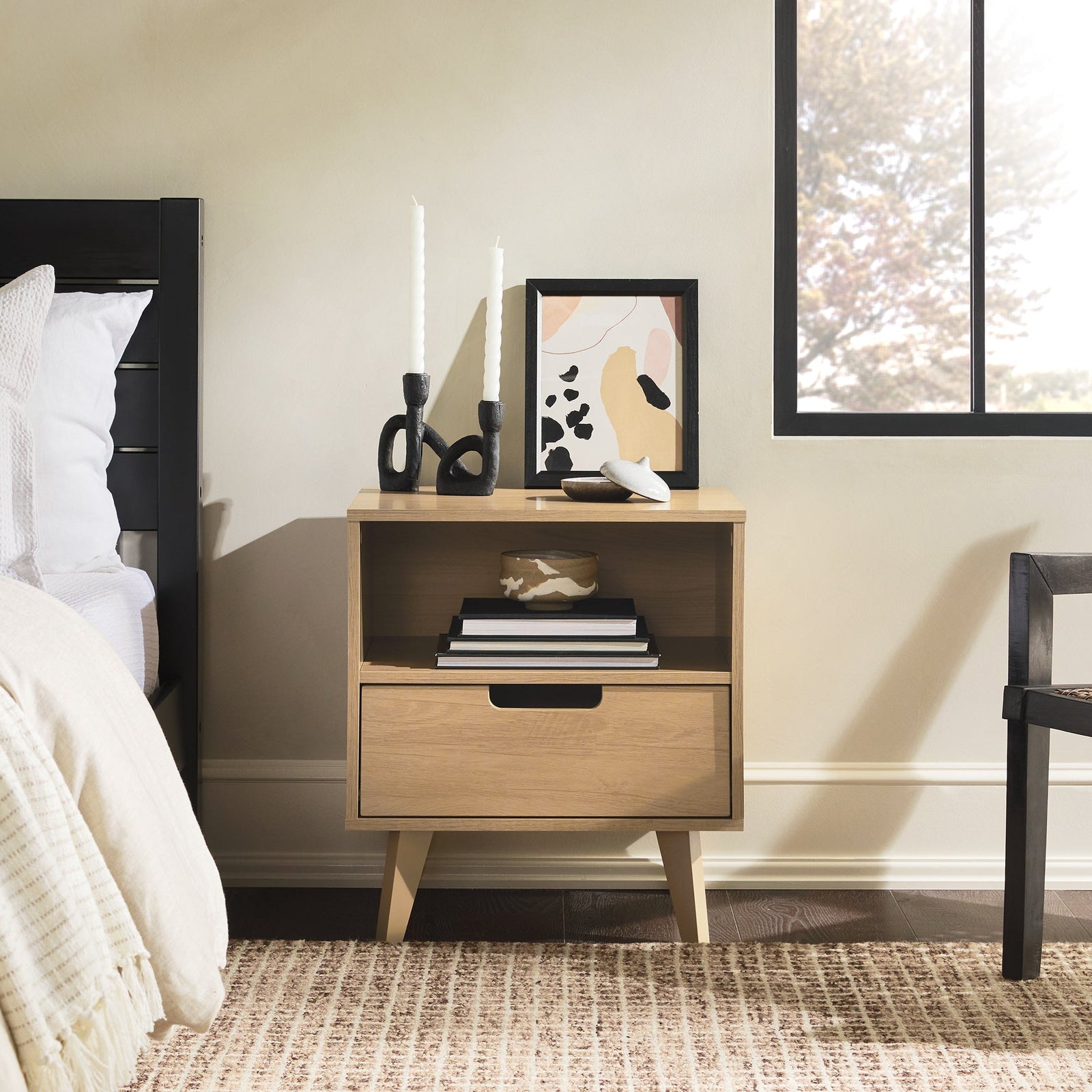 Sloane Hans Mid-Century Modern Angle-Leg Nightstand
