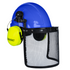 Safety Cap-Style Helmet System with Iron Mesh Face Shield and Earmuffs Lime